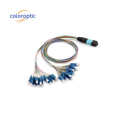 Simplex / Duplex MTP Cordón de parche Hidrado Cable OM3 / OM4 Mpo 24 conector