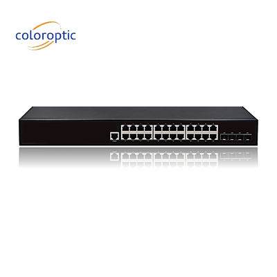 Capa 2 Interruptor Ethernet POE inteligente con 24 puertos 10/100/1000M Puertos SFP 4GE