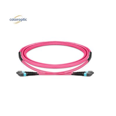 1m Multi Fibra empuje en MPO cordón de parche con chaqueta de PVC de color acuático