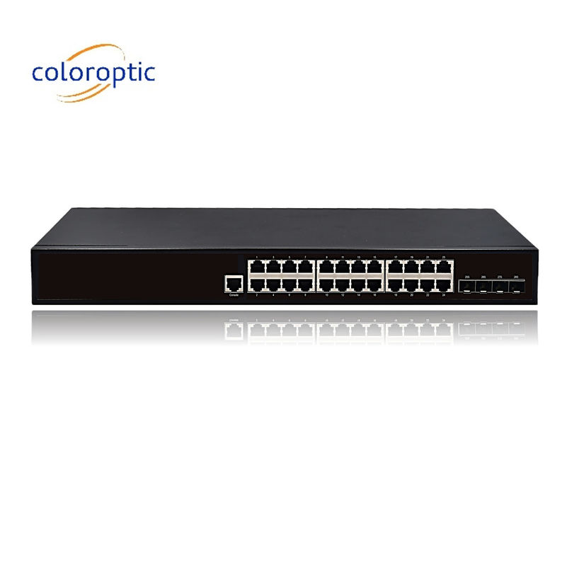 24 puertos Ethernet rápido Poe conmutadores Plug and Play 10/100/1000M ((POE) 4 * 10GE puertos SFP