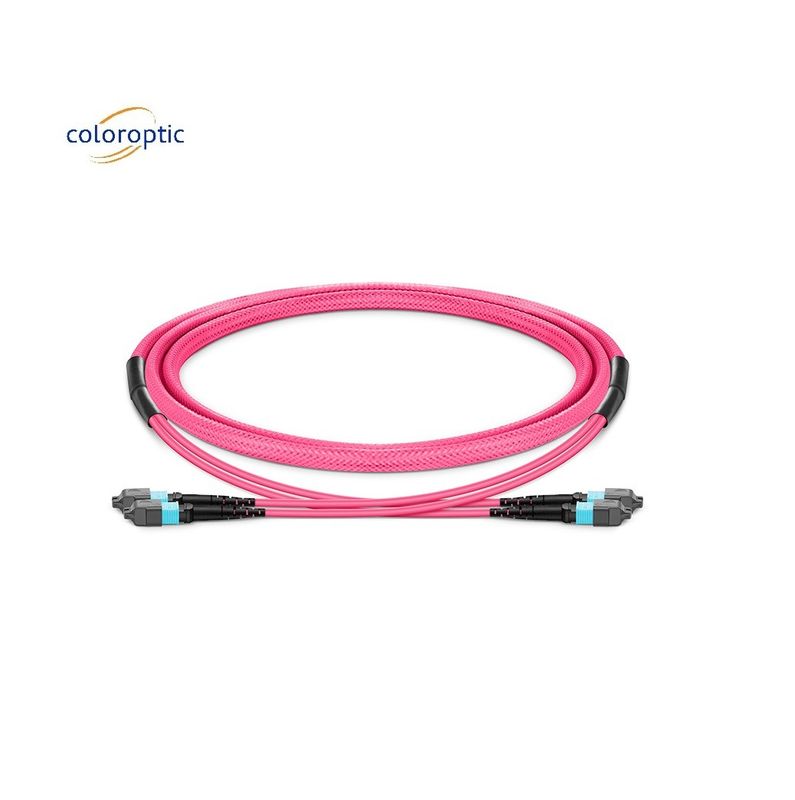 1m Multi Fibra empuje en MPO cordón de parche con chaqueta de PVC de color acuático